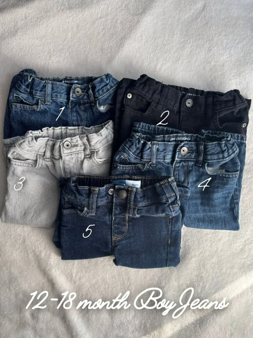 12-18M Baby Boy Jeans Bundle 5 Piece Denim Pants Lot